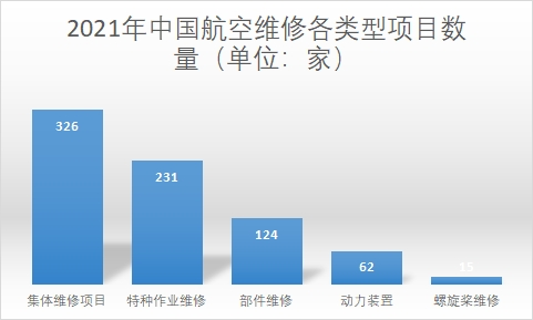 航空維修各類型項(xiàng)目數(shù)量