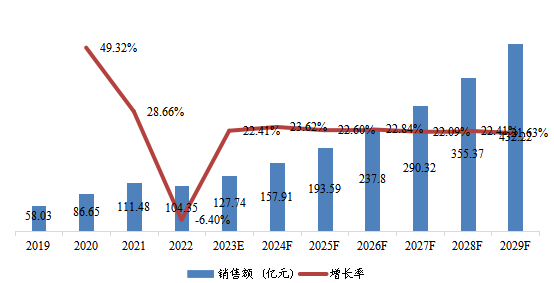 歐洲市場(chǎng)AI視覺(jué)芯片2019-2029年銷售額及增長(zhǎng)率 歐洲市場(chǎng)AI視覺(jué)芯片2019-2029年銷售額及增長(zhǎng)率